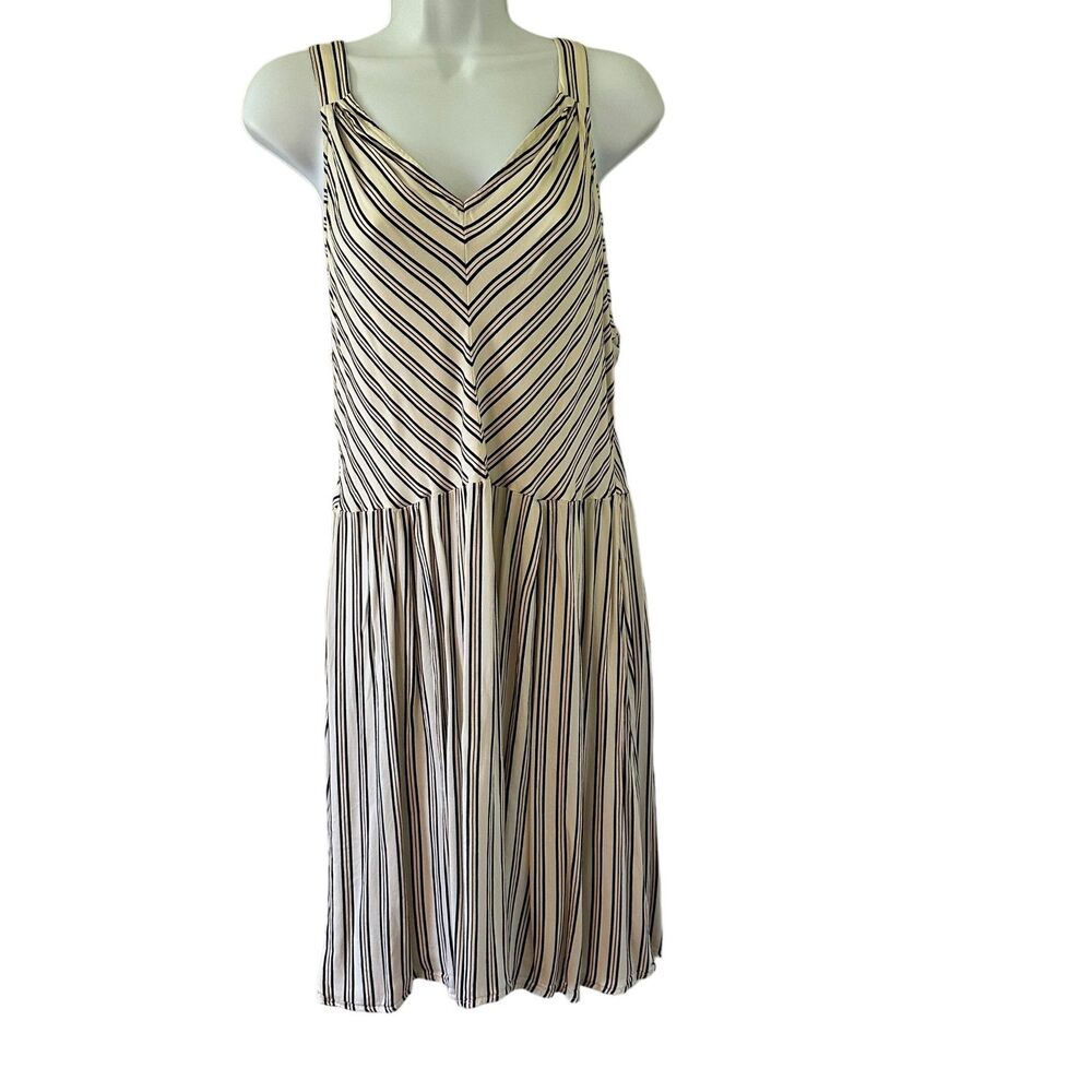 A New Day Cream Sleeveless Dress Rust Red / Brown Blue Stripes Size XXL